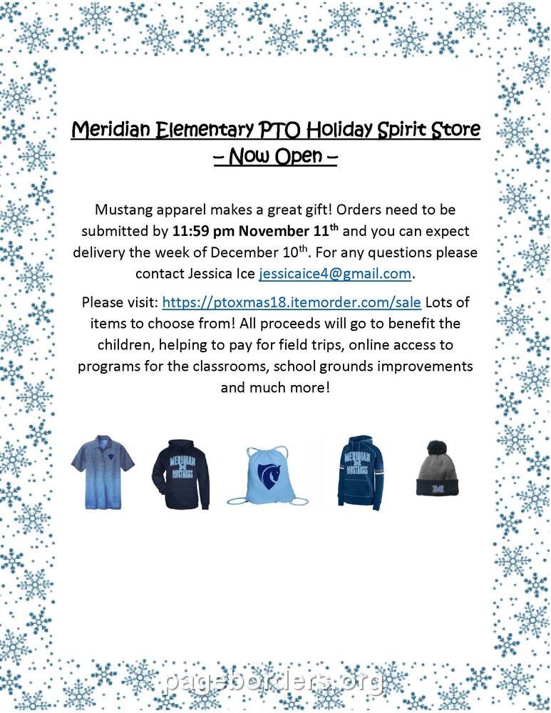 PTO Holiday Online Store Meridian Elementary School