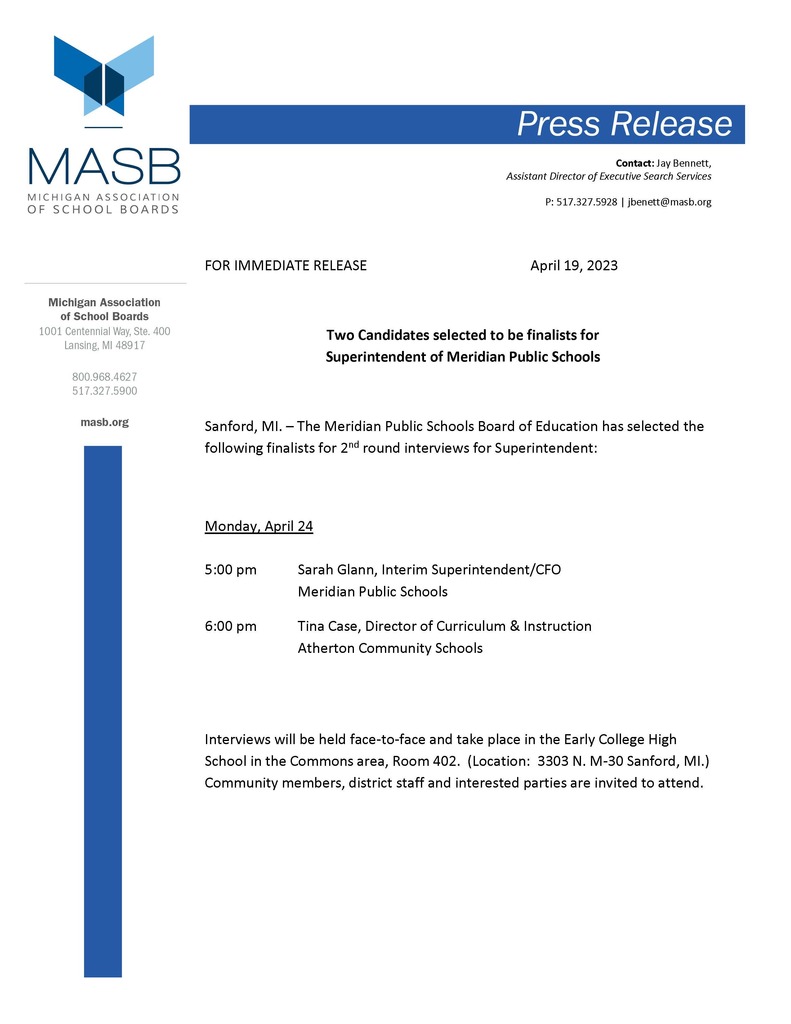 MASB Second Round Press Release
